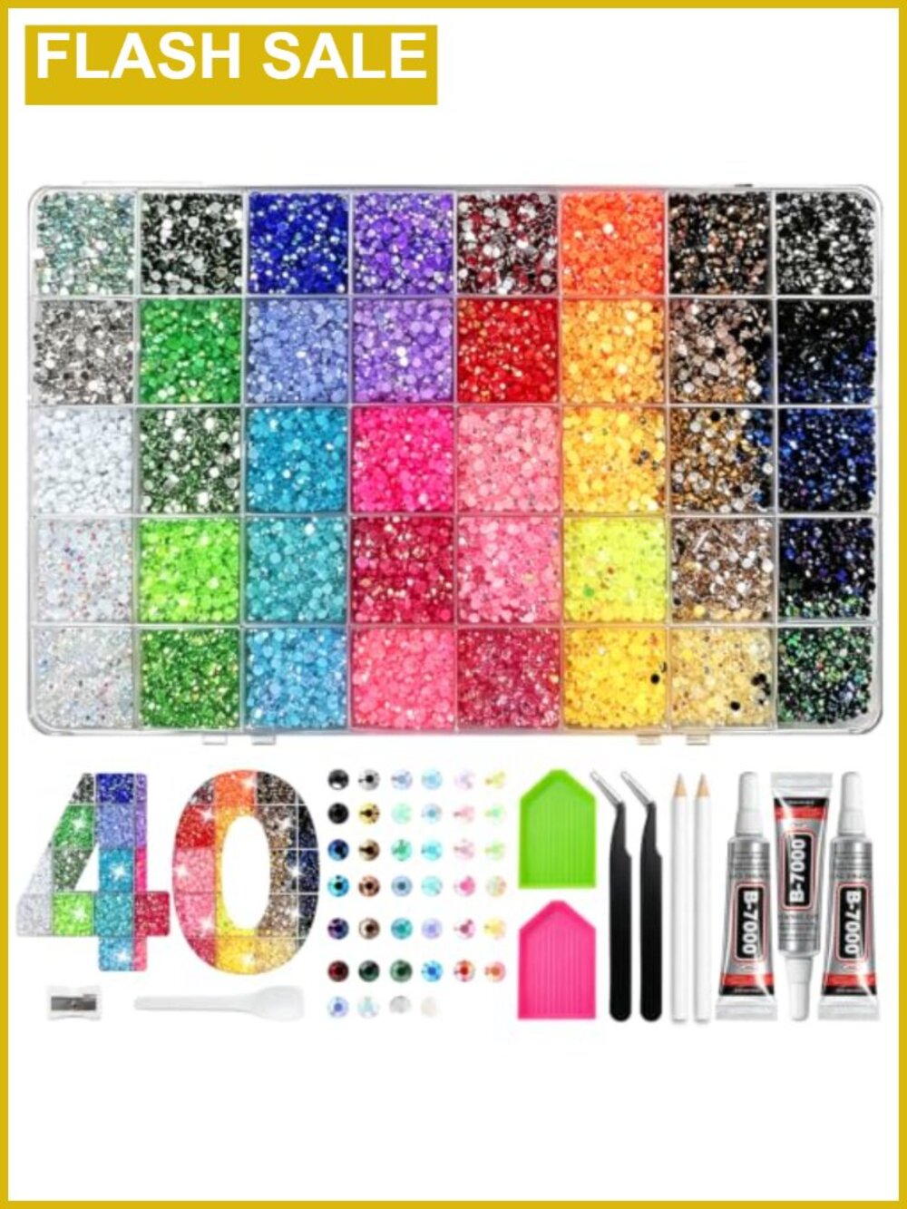 Resin Rhinestone Bedazzling Kit 40000 Pcs 40 Colors DIY Craft